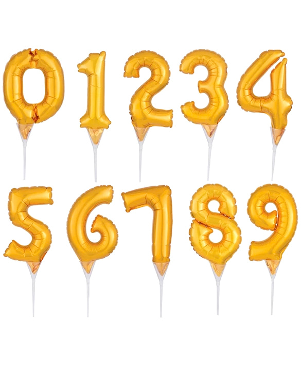 숫자 풍선 케익 토퍼 - 골드 (0~9)